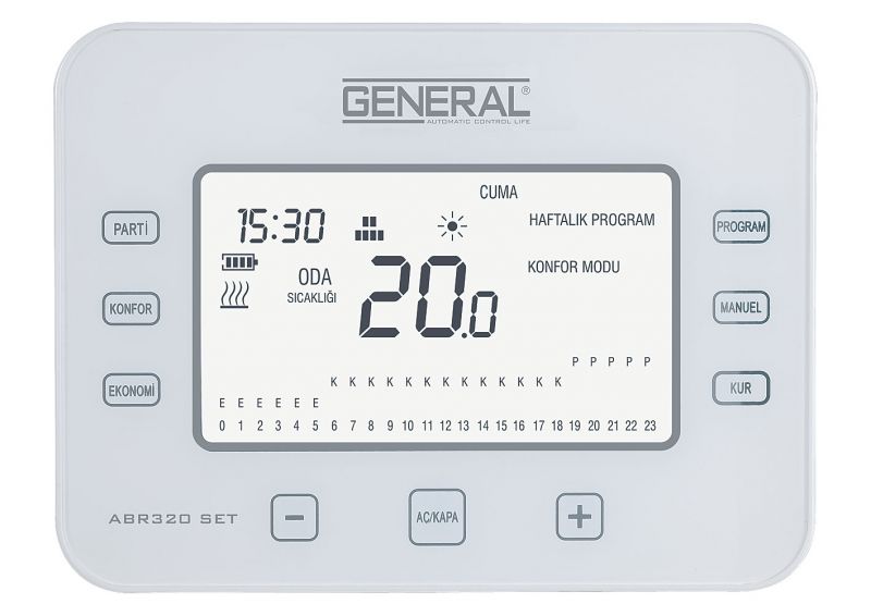 General ABR-320 SET Programlanabilir, Kablosuz, Dijital, Dokunmatik Oda Termostatı